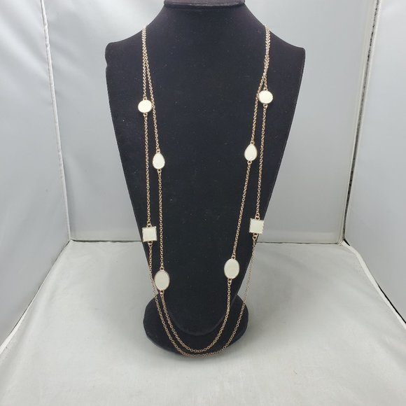 Coral Bay Rose Gold Tone & White Enamel Long Necklace White/rose Gold Tone - Picture 1 of 8